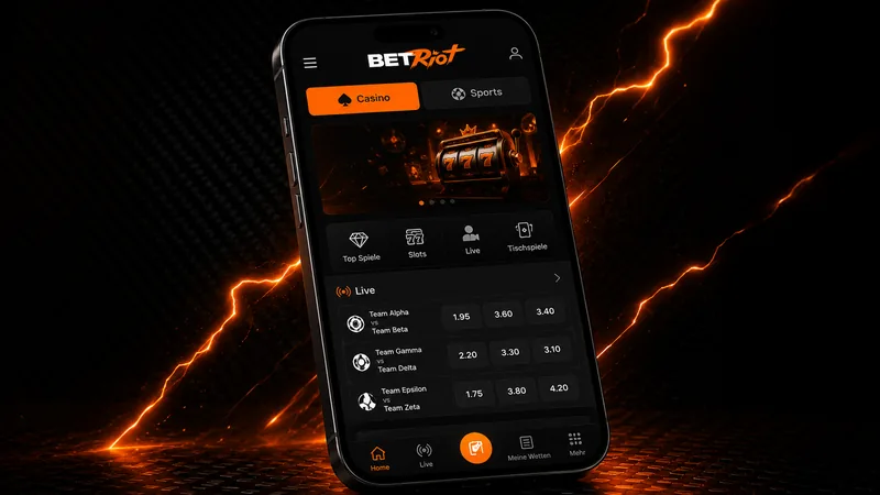 Application BetRiot mobile — casino, paris sportifs et matchs live sur iOS et Android